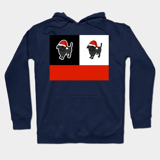 Santa Christmas Dogs on Red White and Black Hoodie by ellenhenryart